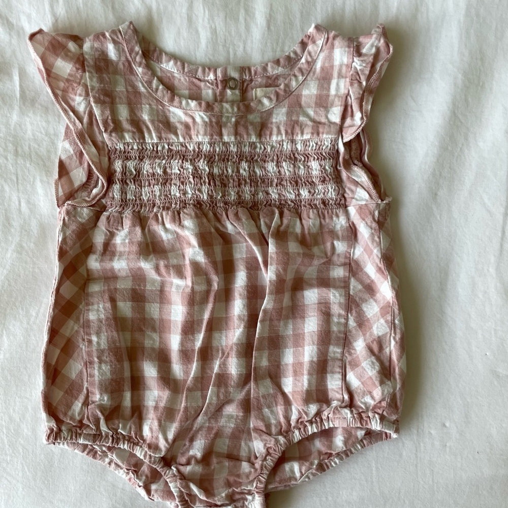 Pehr checkmate flutter one-piece, girls, 3-6M